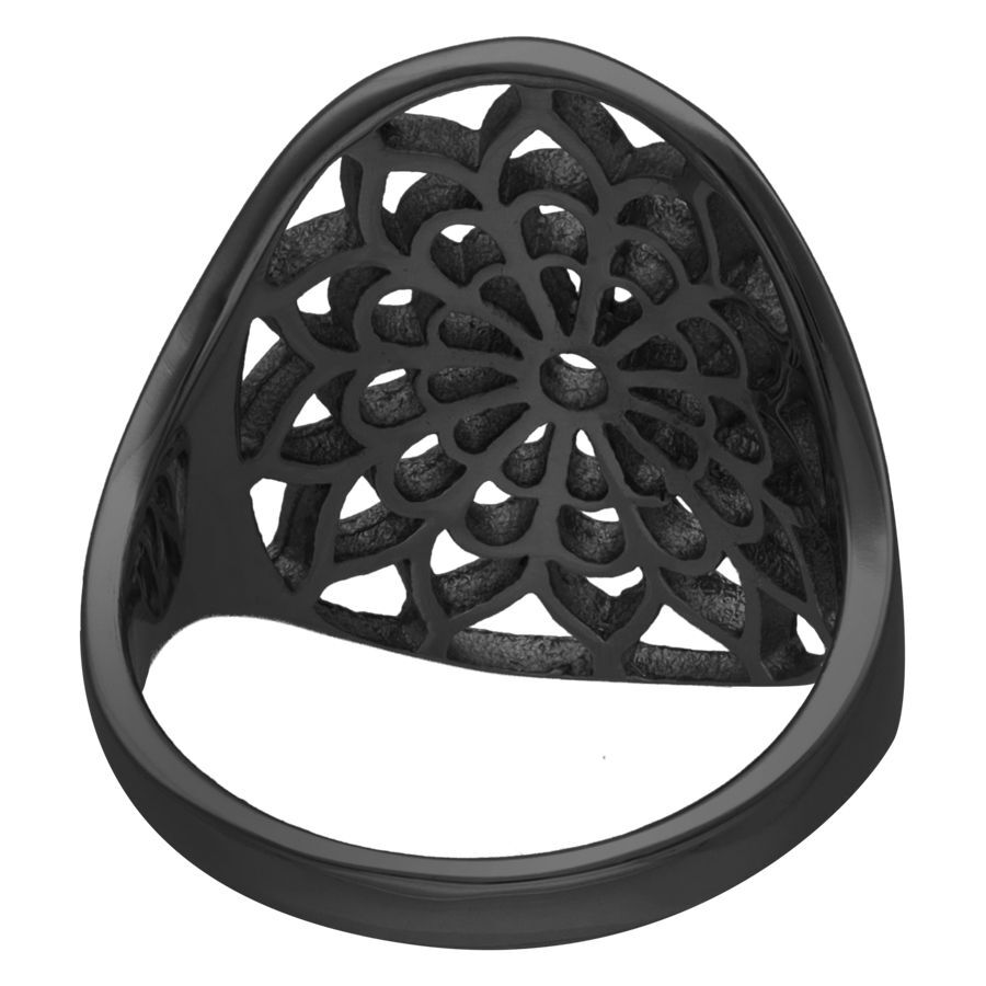 Black Boho Flower Ring