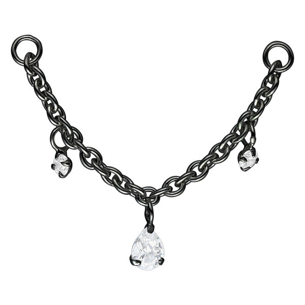 Crystal Dangling Teardrops Piercing Connection Chain