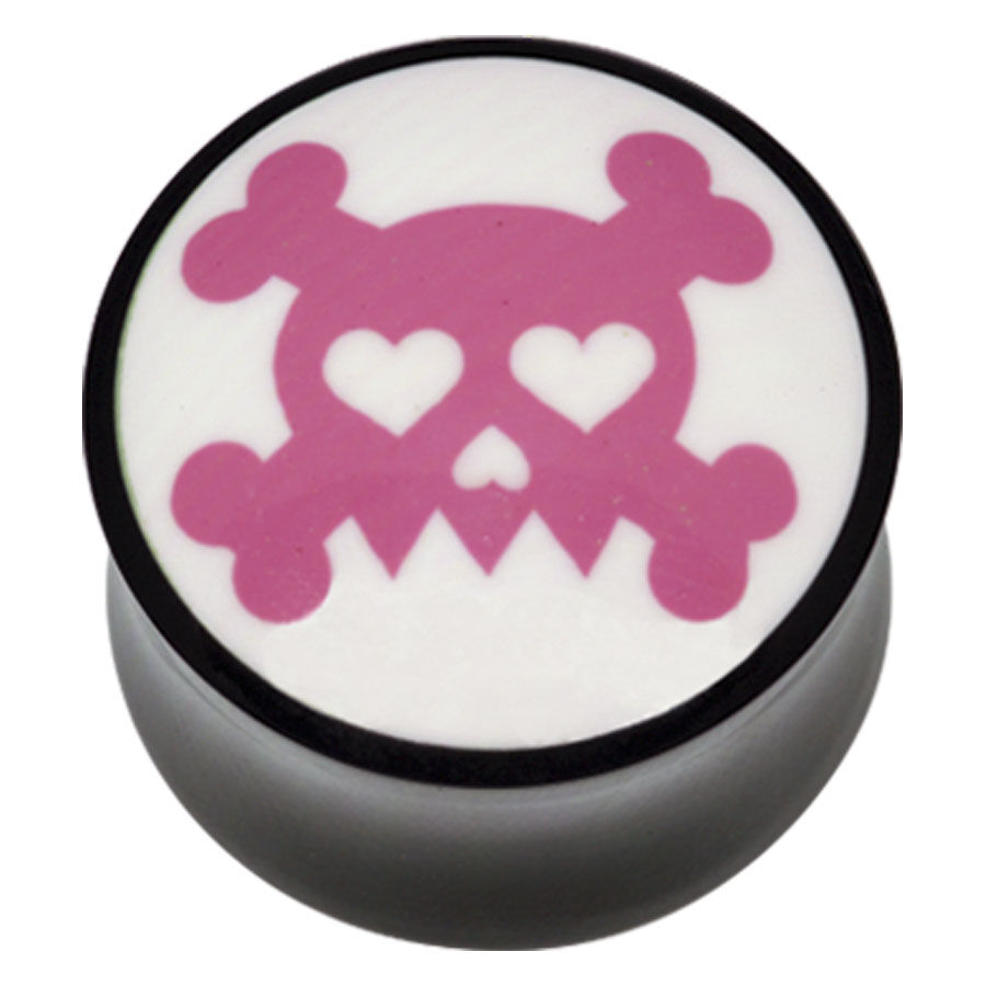 Buffalo Horn Pink Skull On White Plug