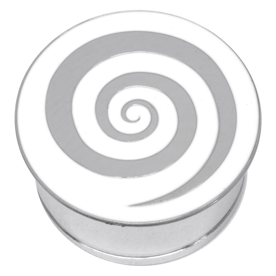 Steel Basicline® Single Flared Impression Plug "Spiral on White"